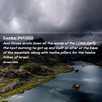 Picture 02 - Exodus 24:4 BSB - And Moses wrote down all the words of the LORD. - Bible Verse Picture