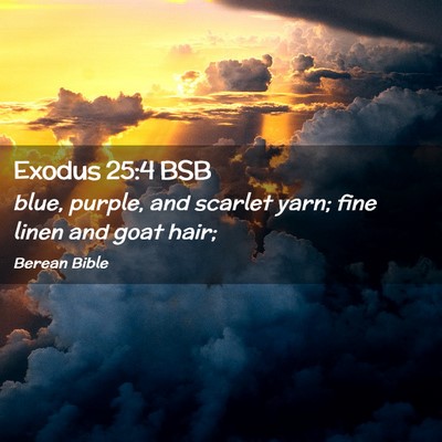 Picture 02 - Exodus 25:4 BSB - blue, purple, and scarlet yarn; fine linen and - Bible Verse Picture