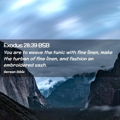 Picture 02 - Exodus 28:39 BSB - You are to weave the tunic with fine linen, make - Bible Verse Picture