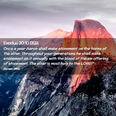 Picture 02 - Exodus 30:10 BSB - Once a year Aaron shall make atonement on the - Bible Verse Picture