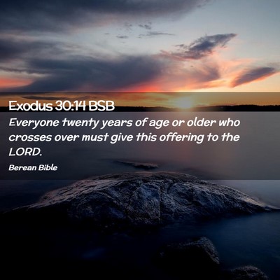 Picture 02 - Exodus 30:14 BSB - Everyone twenty years of age or older who crosses - Bible Verse Picture
