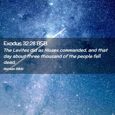 Picture 02 - Exodus 32:28 BSB - The Levites did as Moses commanded, and that day - Bible Verse Picture
