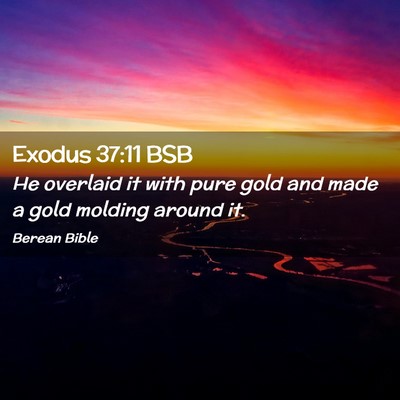 Picture 02 - Exodus 37:11 BSB - He overlaid it with pure gold and made a gold - Bible Verse Picture