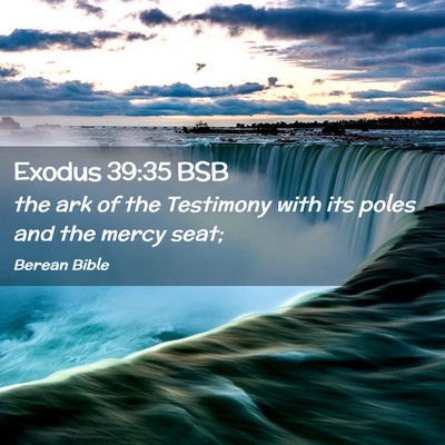 Picture 02 - Exodus 39:35 BSB - the ark of the Testimony with its poles and the - Bible Verse Picture