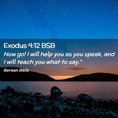 Picture 02 - Exodus 4:12 BSB - Now go! I will help you as you speak, and I will - Bible Verse Picture