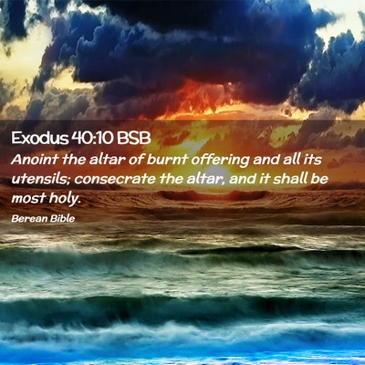 Picture 02 - Exodus 40:10 BSB - Anoint the altar of burnt offering and all its - Bible Verse Picture
