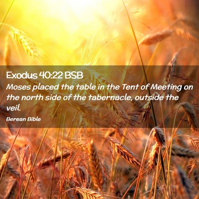Picture 02 - Exodus 40:22 BSB - Moses placed the table in the Tent of Meeting on - Bible Verse Picture