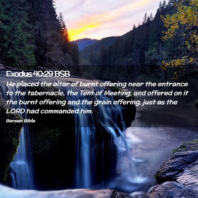 Picture 02 - Exodus 40:29 BSB - He placed the altar of burnt offering near the - Bible Verse Picture