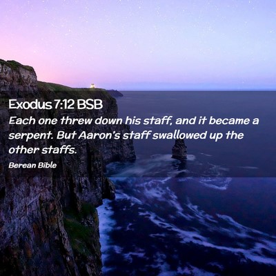 Picture 02 - Exodus 7:12 BSB - Each one threw down his staff, and it became a - Bible Verse Picture