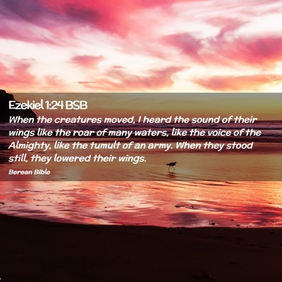 Picture 02 - Ezekiel 1:24 BSB - When the creatures moved, I heard the sound of - Bible Verse Picture