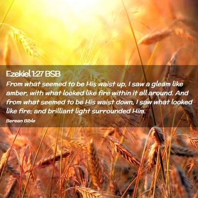Picture 02 - Ezekiel 1:27 BSB - From what seemed to be His waist up, I saw a - Bible Verse Picture