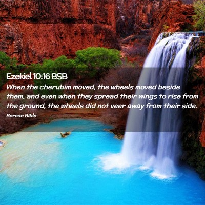 Picture 02 - Ezekiel 10:16 BSB - When the cherubim moved, the wheels moved beside - Bible Verse Picture