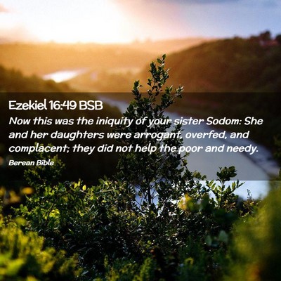 Picture 02 - Ezekiel 16:49 BSB - Now this was the iniquity of your sister Sodom: - Bible Verse Picture