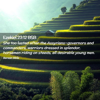 Picture 02 - Ezekiel 23:12 BSB - She too lusted after the Assyrians—governors - Bible Verse Picture