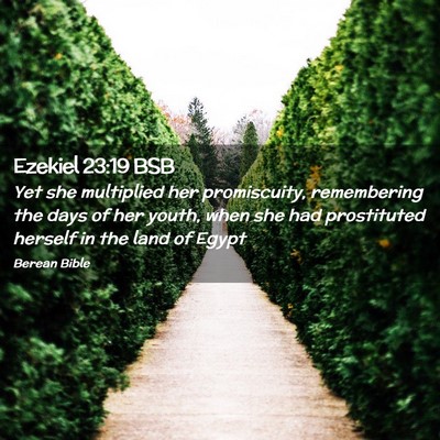 Picture 02 - Ezekiel 23:19 BSB - Yet she multiplied her promiscuity, remembering - Bible Verse Picture