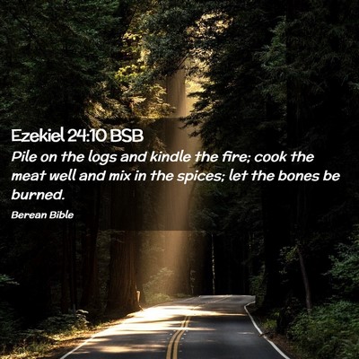 Picture 02 - Ezekiel 24:10 BSB - Pile on the logs and kindle the fire; cook the - Bible Verse Picture