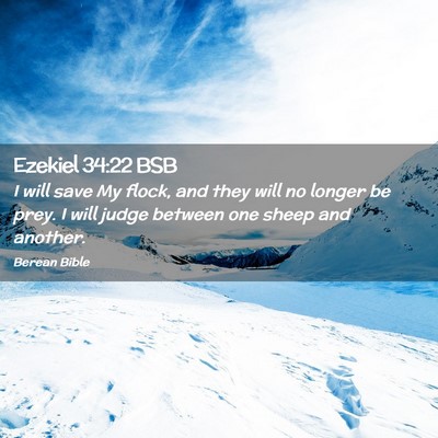 Picture 02 - Ezekiel 34:22 BSB - I will save My flock, and they will no longer be - Bible Verse Picture