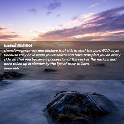 Picture 02 - Ezekiel 36:3 BSB - therefore prophesy and declare that this is what - Bible Verse Picture