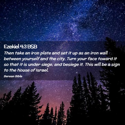 Picture 02 - Ezekiel 4:3 BSB - Then take an iron plate and set it up as an iron - Bible Verse Picture