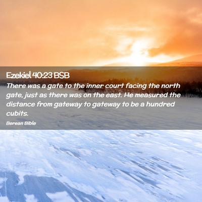 Picture 02 - Ezekiel 40:23 BSB - There was a gate to the inner court facing the - Bible Verse Picture