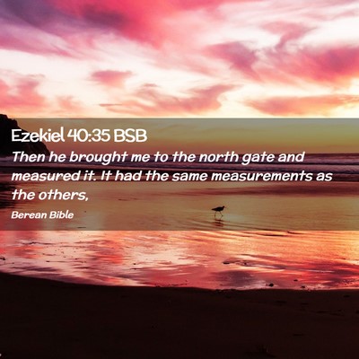Picture 02 - Ezekiel 40:35 BSB - Then he brought me to the north gate and measured - Bible Verse Picture