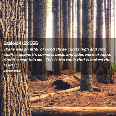 Picture 02 - Ezekiel 41:22 BSB - There was an altar of wood three cubits high and - Bible Verse Picture
