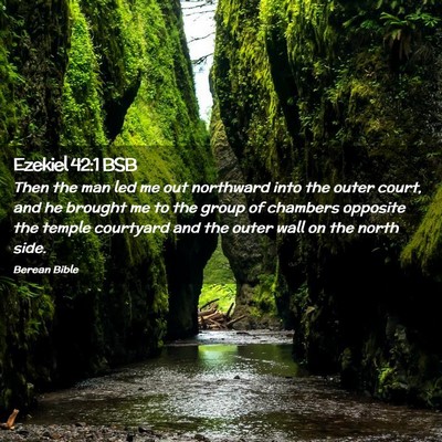 Picture 02 - Ezekiel 42:1 BSB - Then the man led me out northward into the outer - Bible Verse Picture
