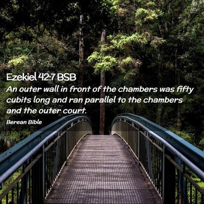Picture 02 - Ezekiel 42:7 BSB - An outer wall in front of the chambers was fifty - Bible Verse Picture