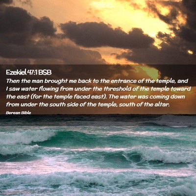 Picture 02 - Ezekiel 47:1 BSB - Then the man brought me back to the entrance of - Bible Verse Picture