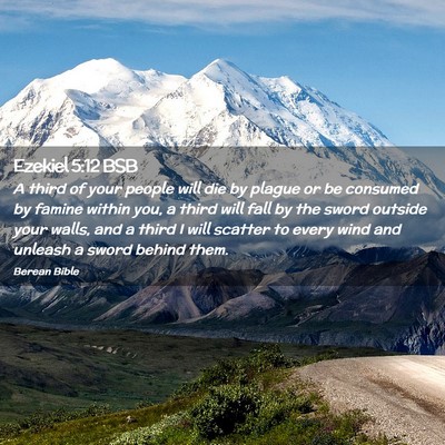 Picture 02 - Ezekiel 5:12 BSB - A third of your people will die by plague or be - Bible Verse Picture