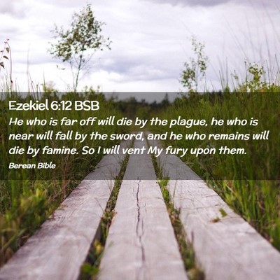 Picture 02 - Ezekiel 6:12 BSB - He who is far off will die by the plague, he who - Bible Verse Picture
