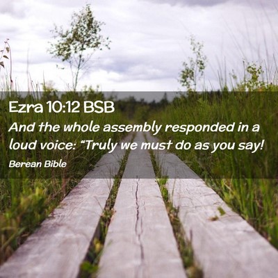 Picture 02 - Ezra 10:12 BSB - And the whole assembly responded in a loud voice: - Bible Verse Picture