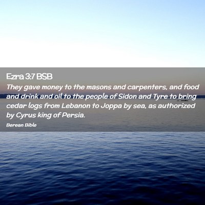 Picture 02 - Ezra 3:7 BSB - They gave money to the masons and carpenters, and - Bible Verse Picture
