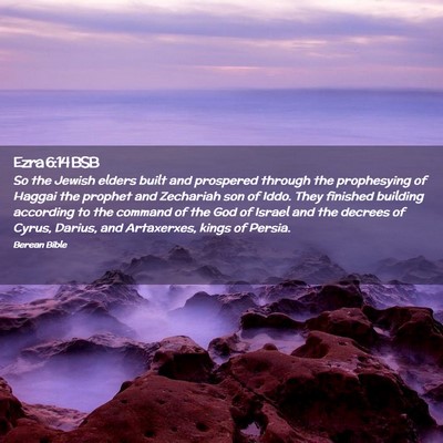 Picture 02 - Ezra 6:14 BSB - So the Jewish elders built and prospered through - Bible Verse Picture