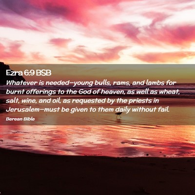 Picture 02 - Ezra 6:9 BSB - Whatever is needed—young bulls, rams, and lambs - Bible Verse Picture
