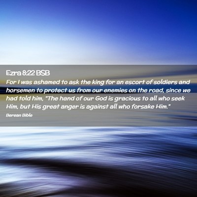 Picture 02 - Ezra 8:22 BSB - For I was ashamed to ask the king for an escort - Bible Verse Picture
