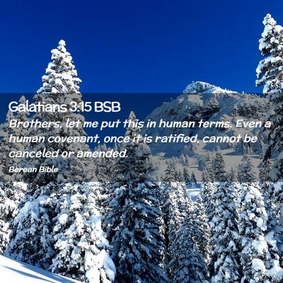 Picture 02 - Galatians 3:15 BSB - Brothers, let me put this in human terms. Even a - Bible Verse Picture