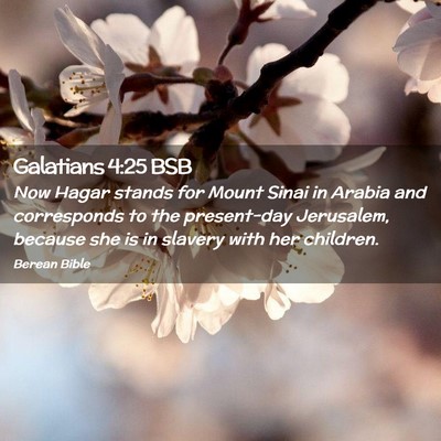 Picture 02 - Galatians 4:25 BSB - Now Hagar stands for Mount Sinai in Arabia and - Bible Verse Picture