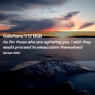 Picture 02 - Galatians 5:12 BSB - As for those who are agitating you, I wish they - Bible Verse Picture
