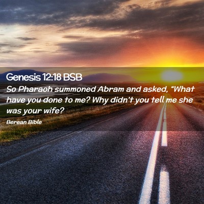 Picture 02 - Genesis 12:18 BSB - So Pharaoh summoned Abram and asked, “What have - Bible Verse Picture