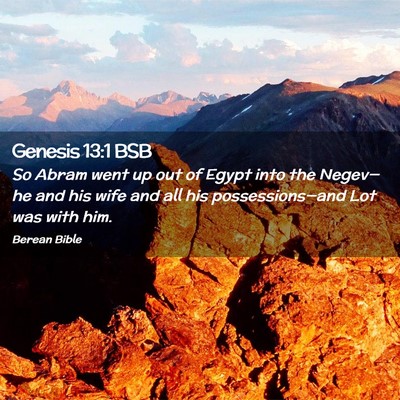 Picture 02 - Genesis 13:1 BSB - So Abram went up out of Egypt into the Negev—he - Bible Verse Picture