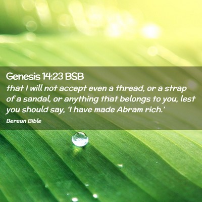 Picture 02 - Genesis 14:23 BSB - that I will not accept even a thread, or a strap - Bible Verse Picture