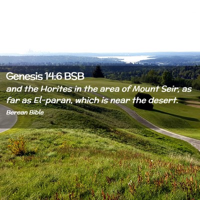 Picture 02 - Genesis 14:6 BSB - and the Horites in the area of Mount Seir, as far - Bible Verse Picture