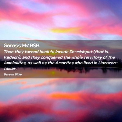 Picture 02 - Genesis 14:7 BSB - Then they turned back to invade En-mishpat (that - Bible Verse Picture