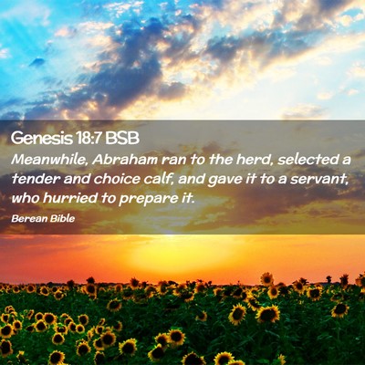 Picture 02 - Genesis 18:7 BSB - Meanwhile, Abraham ran to the herd, selected a - Bible Verse Picture