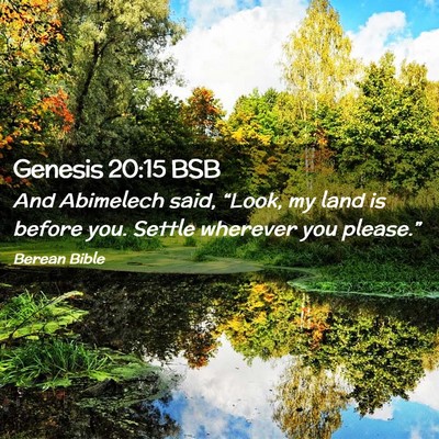 Picture 02 - Genesis 20:15 BSB - And Abimelech said, “Look, my land is before - Bible Verse Picture