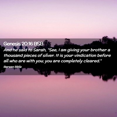 Picture 02 - Genesis 20:16 BSB - And he said to Sarah, “See, I am giving your - Bible Verse Picture