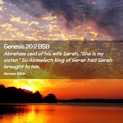 Picture 02 - Genesis 20:2 BSB - Abraham said of his wife Sarah, “She is my - Bible Verse Picture