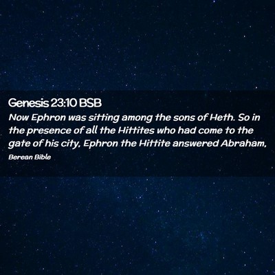 Picture 02 - Genesis 23:10 BSB - Now Ephron was sitting among the sons of Heth. So - Bible Verse Picture