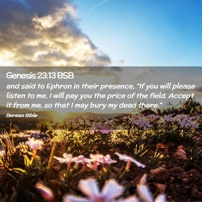 Picture 02 - Genesis 23:13 BSB - and said to Ephron in their presence, “If you - Bible Verse Picture